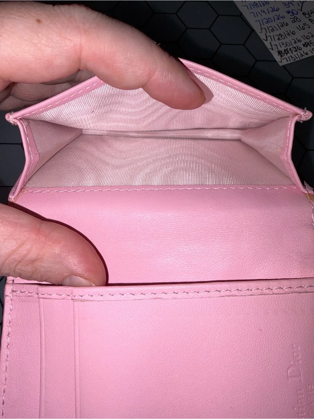 Dior Lady Bloom Black Cannage Lambskin Card Holder with Pink Charms
